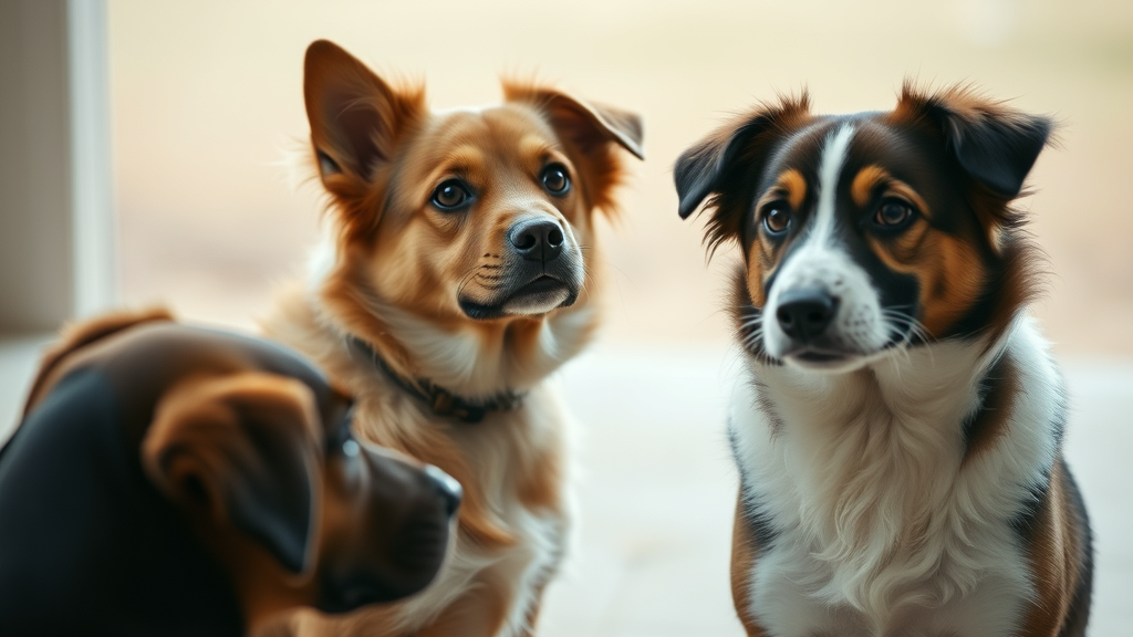 3 chiens qui se regardent